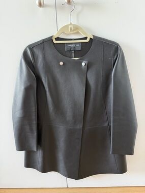 Lafayette 148 Black Leather Jacket, Size 0